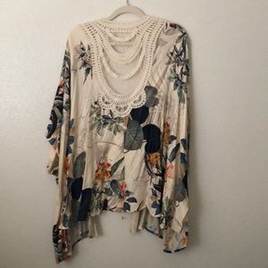 Anthropologie crochet Back tropical kimono